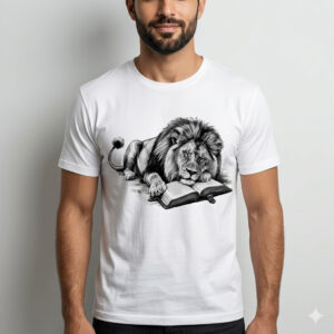 The Scholar King | Hand-Drawn Lion & Wisdom Graphic T-Shirt