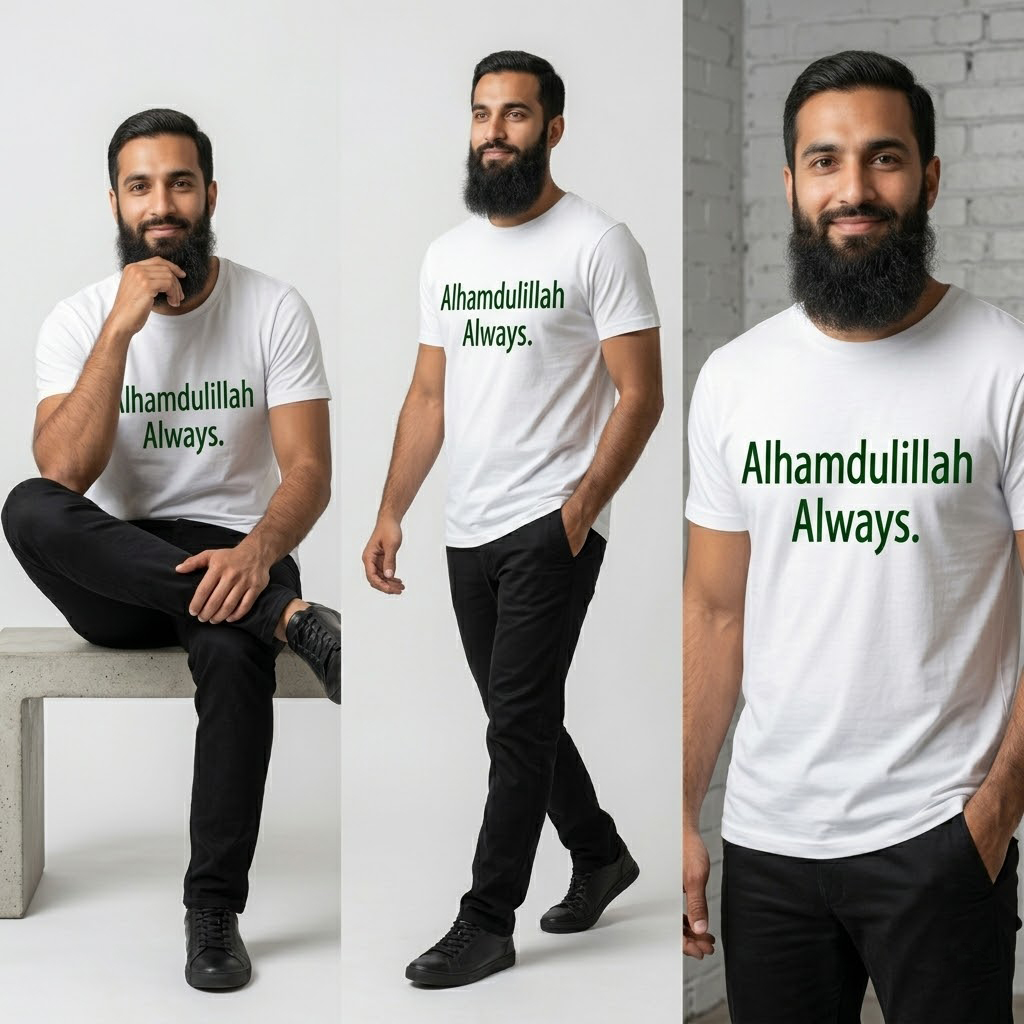 Alhamdulillah Always – Premium Cotton Graphic T-Shirt - Image 4