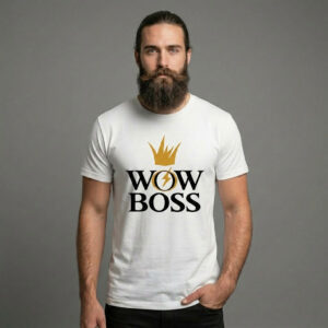 WOW BOSS Premium Graphic Tee – Golden Crown & Lightning Bolt Edition