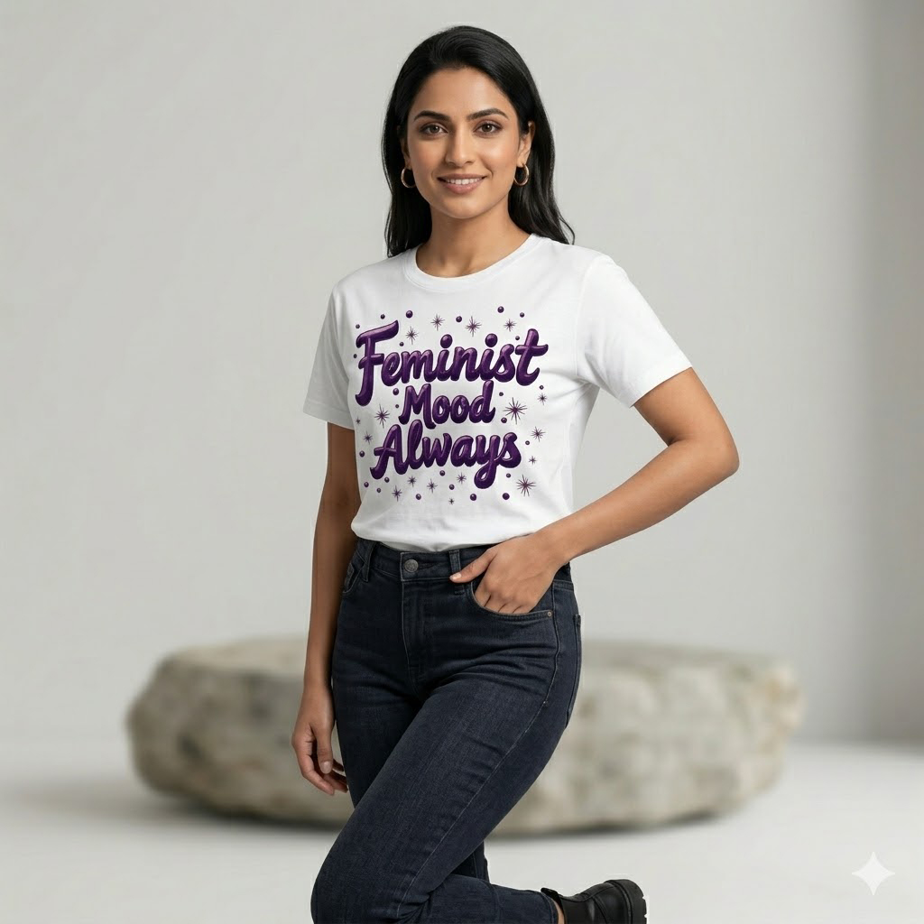 Feminist Mood Always - Premium Statement Tee - Image 2