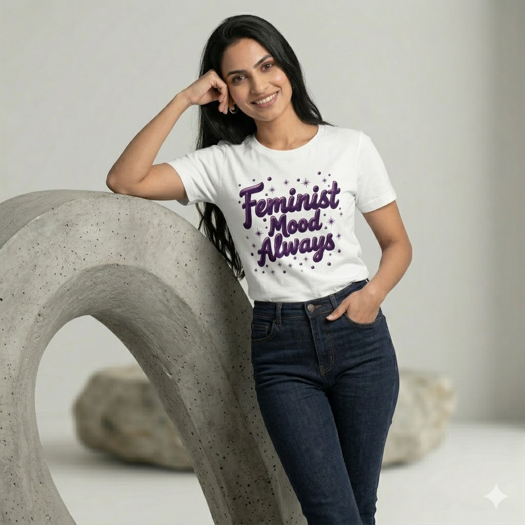 Feminist Mood Always - Premium Statement Tee - Image 4
