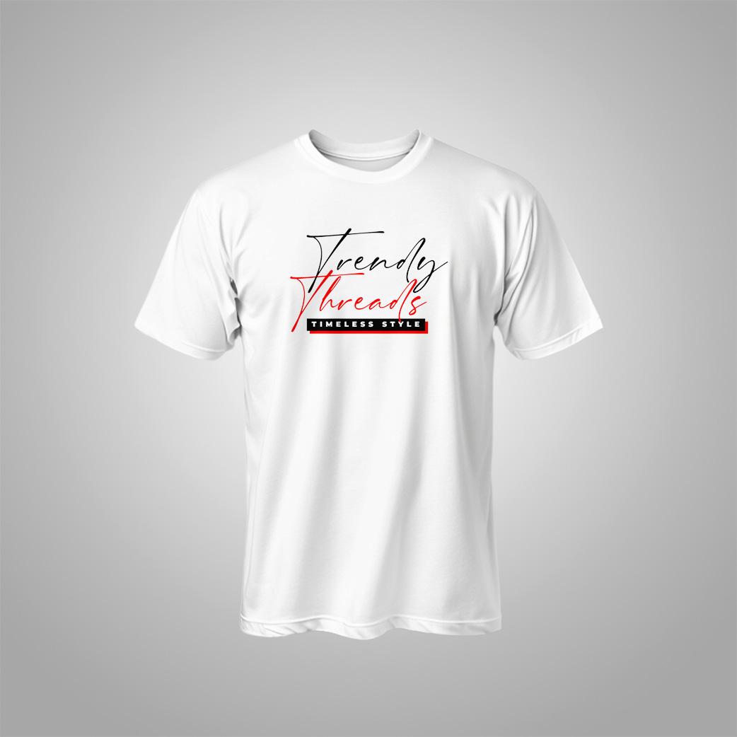 "Trendy Threads" Signature Script Tee – Timeless Style Premium Cotton