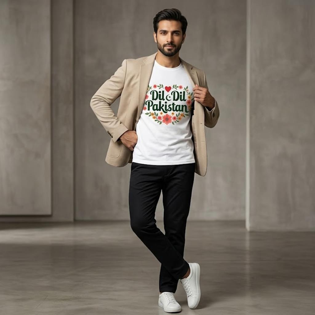 Dil Dil Pakistan" Floral Wreath T-Shirt – Men & Women - Image 2