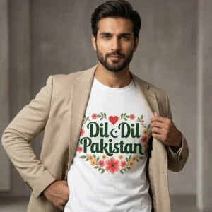 Dil Dil Pakistan" Floral Wreath T-Shirt – Men & Women