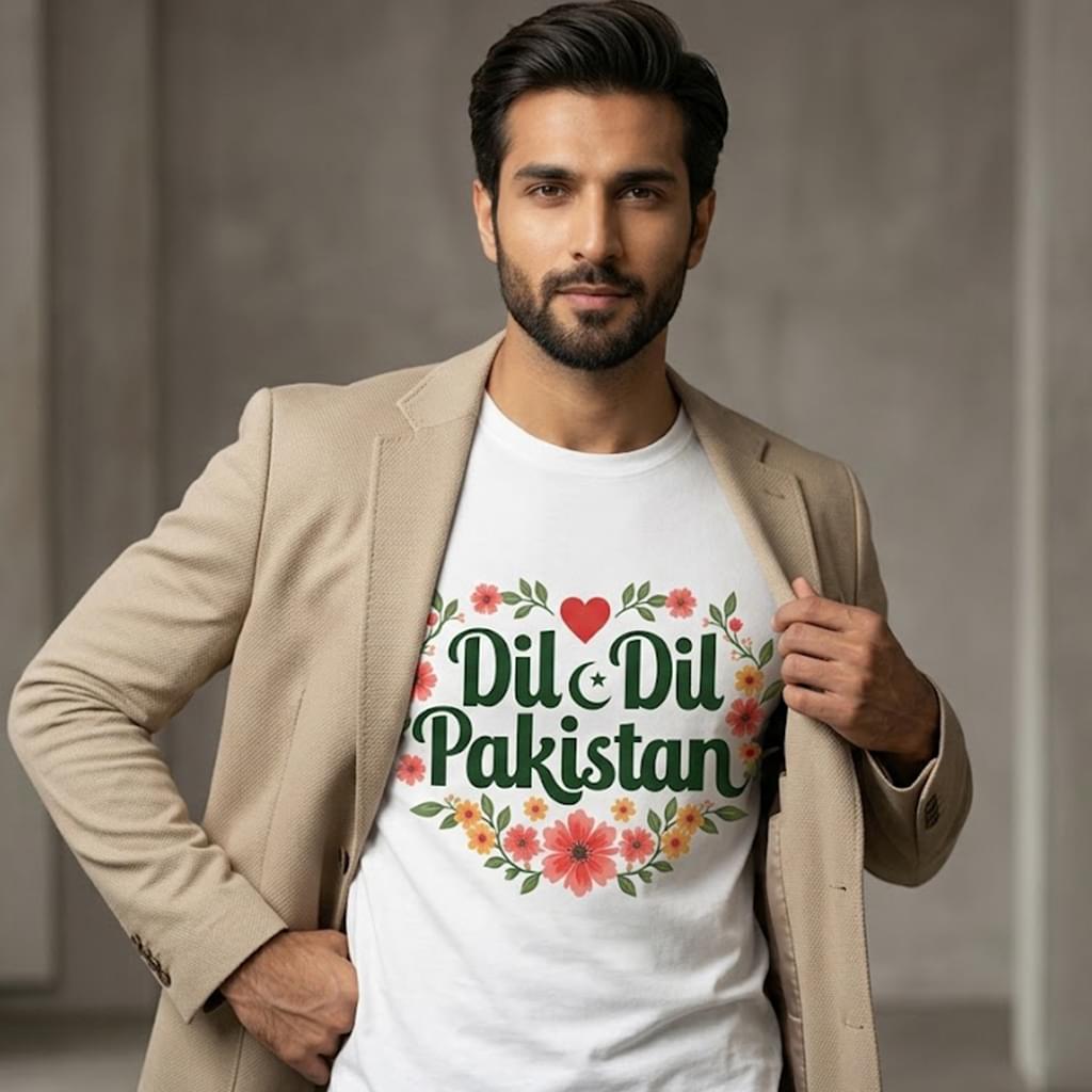 Dil Dil Pakistan" Floral Wreath T-Shirt – Men & Women