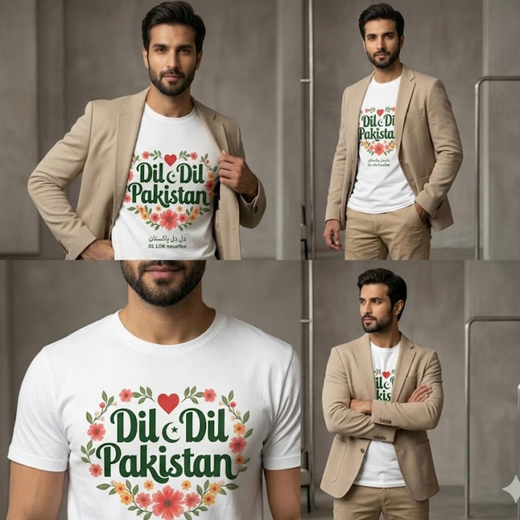 Dil Dil Pakistan" Floral Wreath T-Shirt – Men & Women - Image 3