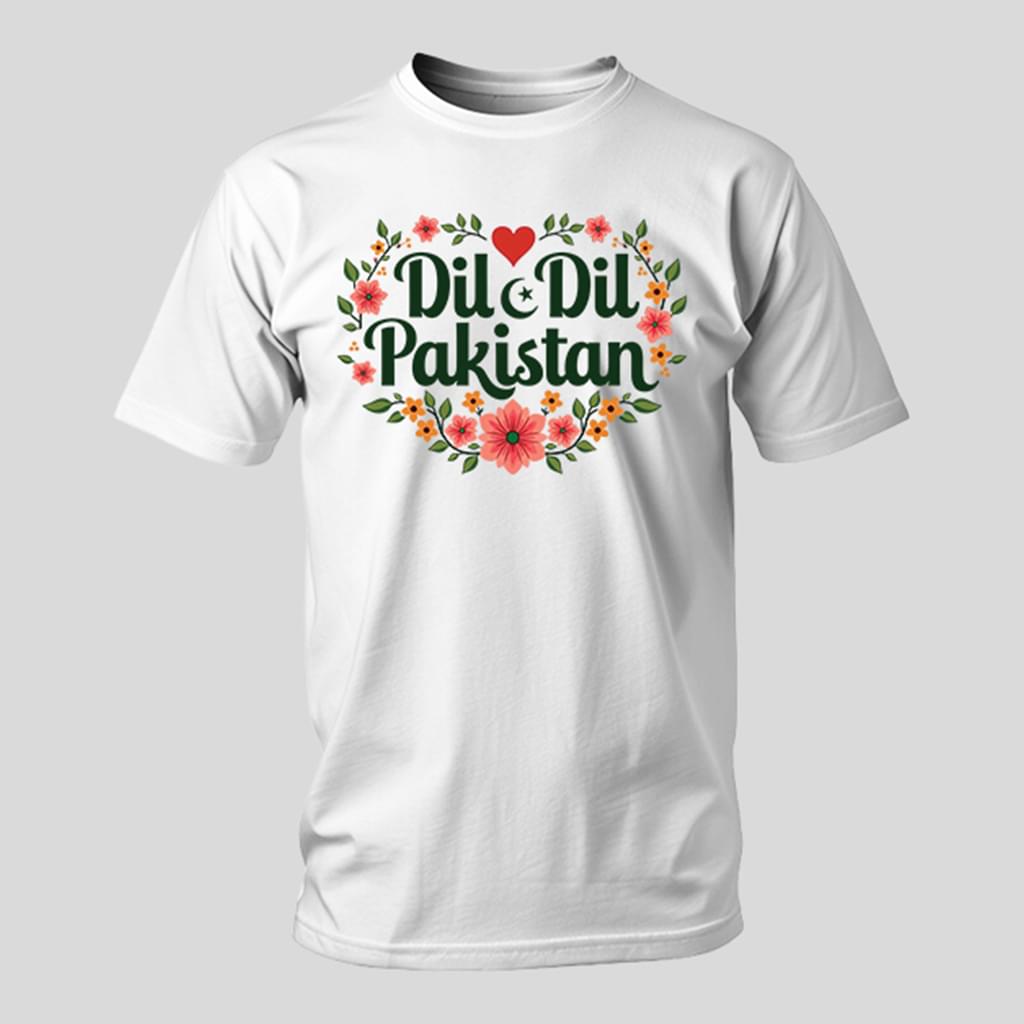 Dil Dil Pakistan" Floral Wreath T-Shirt – Men & Women - Image 4